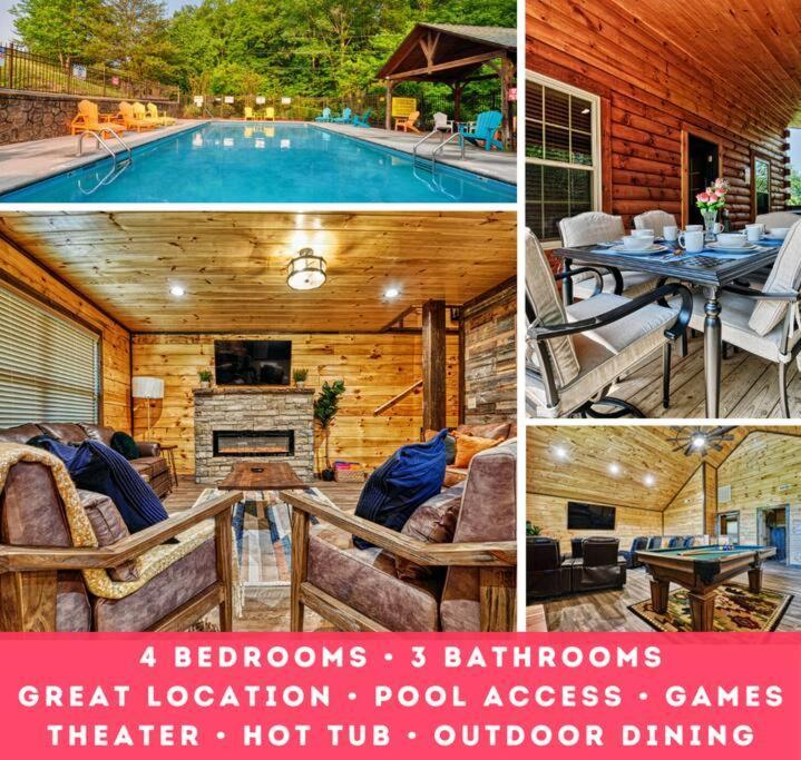 Adventure Retreat/Cabin/Pool+Hot Tub/Game Room+Theater Sevierville Exterior photo